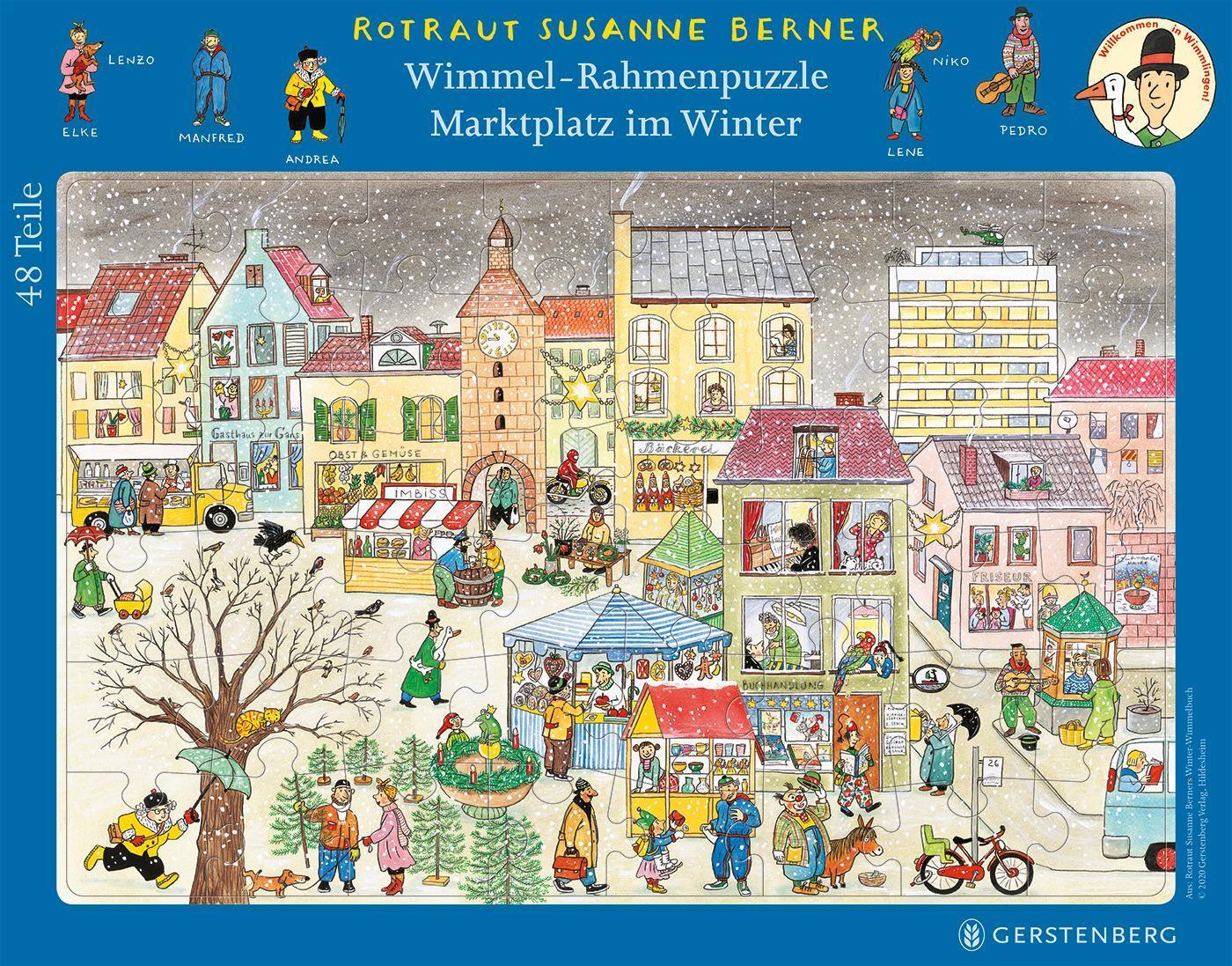 Wimmel-rahmenpuzzle Winter Motiv Marktplatz 48 Teile Rotraut Susanne