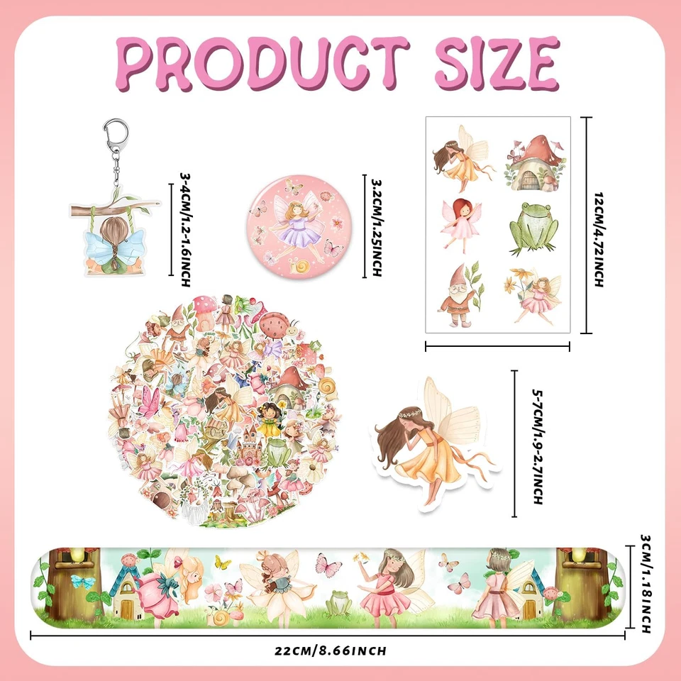 98 PIEZAS Favores de Fiesta - Decoraciones de Hadas del Bosque con Pulseras de Bofetada, Pegatinas Foto 2 de 4