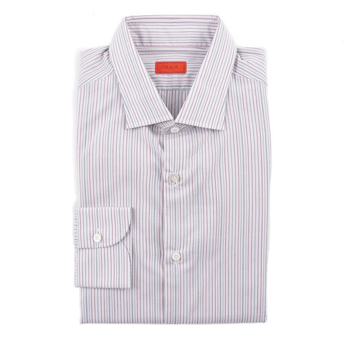 Isaia Slim-Fit Gray and Red Striped 