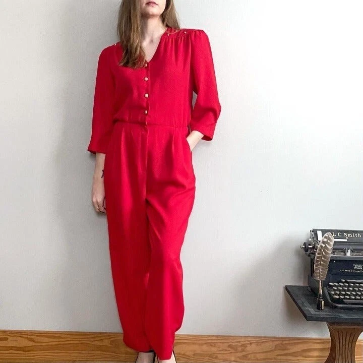 Bright red jumpsuit new arrivals