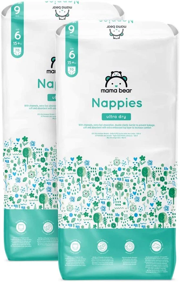 Product Image for Amazon Brand - Ultra Dry Nappies, Size 6 (15+ Kg), 140 Count (2 Packs of 70), W