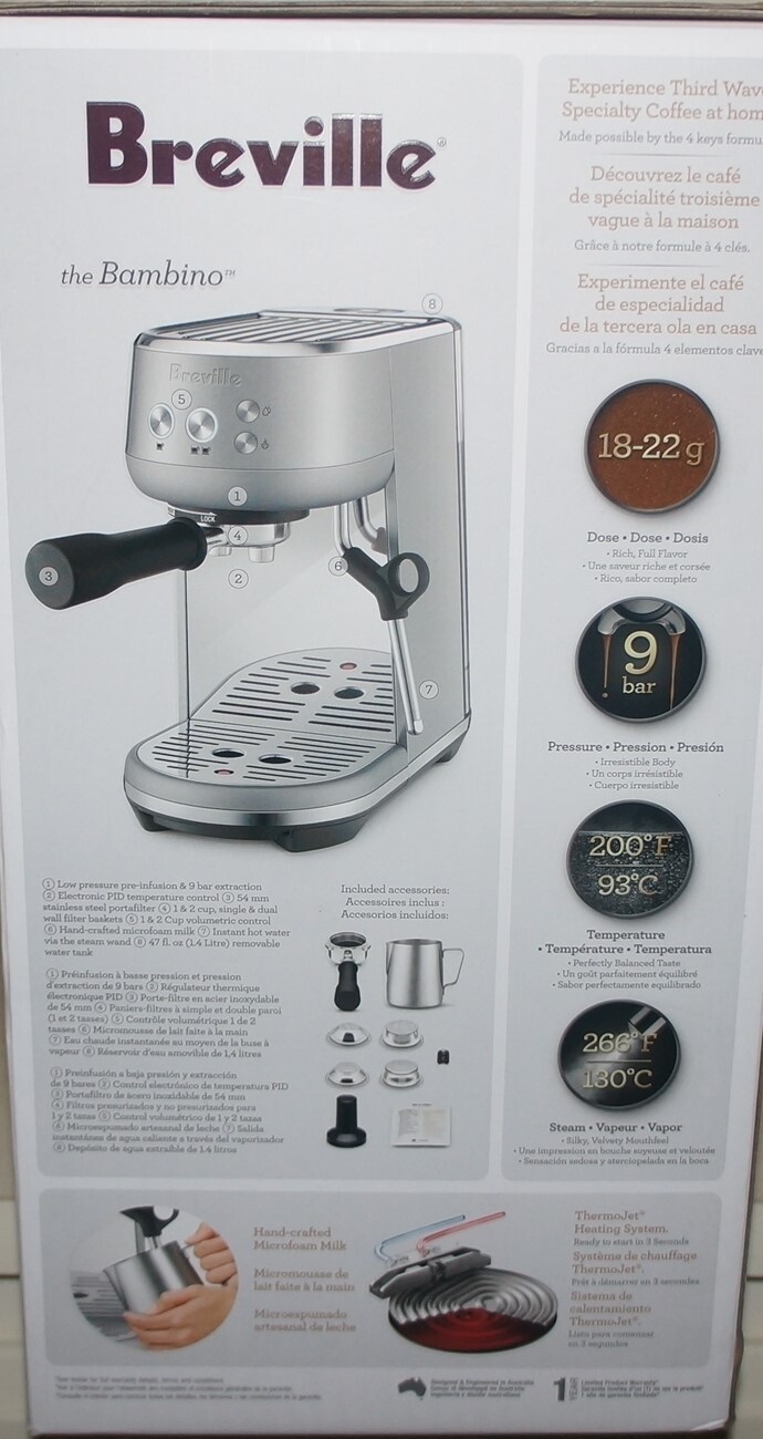 New Breville Bambino BES450BSS1BUS1 Espresso Coffee Maker/Machine eBay