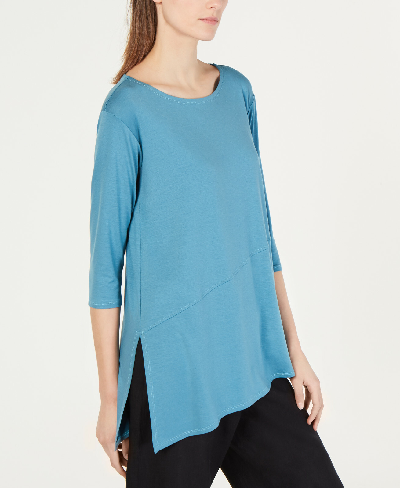 Eileen Fisher River Organic Cotton Jersey V Neck Short Sleeve Tee XS New