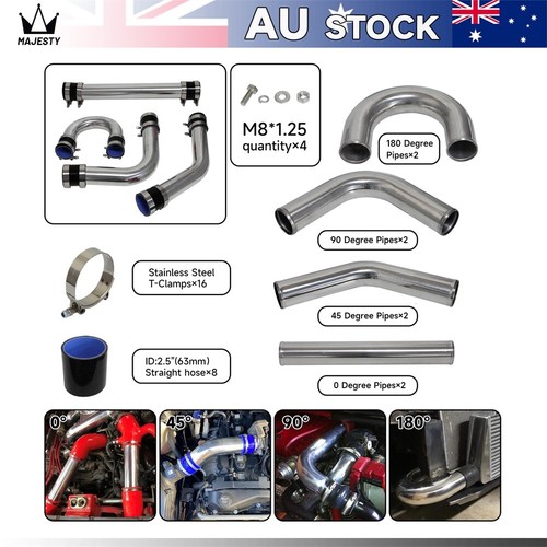 Universal Intercooler 550x140x64mm + 2.5" 63mm Aluminum Piping Hose Kit + Clamps - Picture 6 of 9