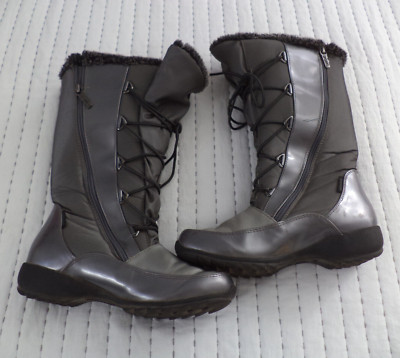 SPORTO Predator Gray Waterproof Tall Boots Faux Fur Full Zip Women's Size 7 M