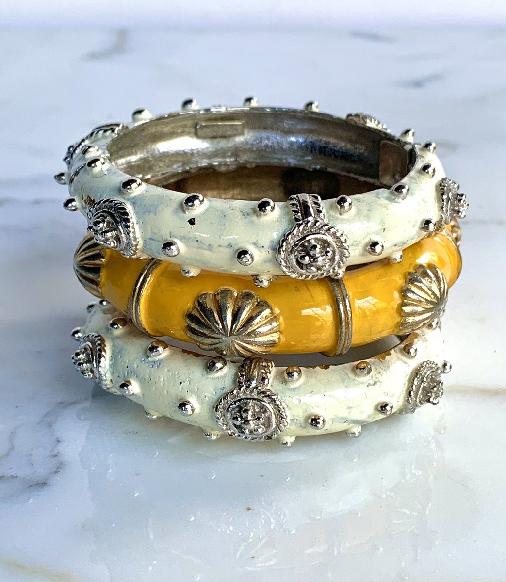 KENNETH JAY LANE RARE KJL VINTAGE ENAMEL BRACELETS SET/3