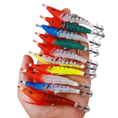 10x Leuchtend Garnelen Oktopus Tintenfisch Angeln Köder Meeresköder Squid Jig - Bild 1 von 4