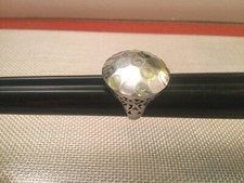 Vintage Mexico Sterling Silver Hammered  Filigree Ring Size 9.25