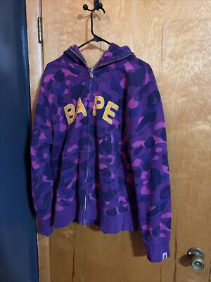 A BATHING APE Men's ABC CAMO FULL ZIP HOODIE BAPE LOGO Size A BATHING APE Men's ABC CAMO FULL ZIP HOODIE BAPE LOGO Size