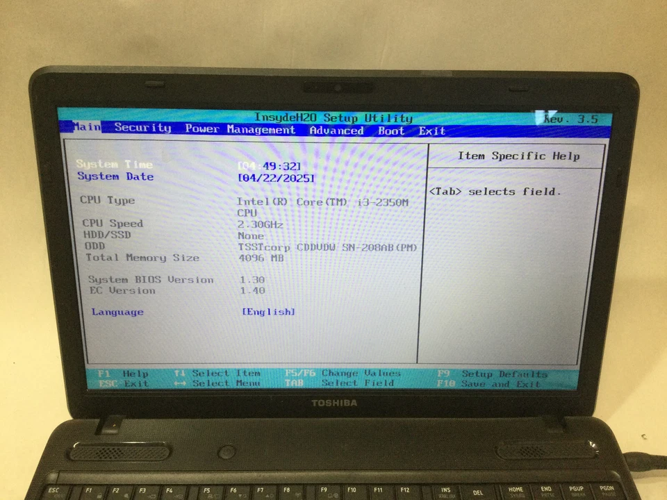 TOSHIBA SATELLITE C655-S5082 - BOOTS TO BIOS - INTEL CELERON - 2GB RAM -READ-BB - Image 2 of 4