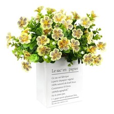 3 Bunch Of Yellow Flowers, Eucalyptus Artificial Fake Flowers Big Full 3 Bunches