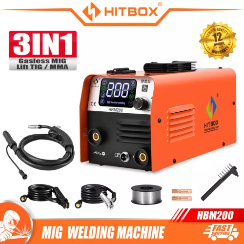 AU HITBOX 200V 3IN1 Portable MIG Welder ARC LIFT TIG MIG Gasless Welding Machine - Picture 1 of 8