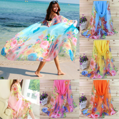 Lady Women Chiffon Scarf Summer Beach Sarong Scarf Hijab Shawl Head Wrap  Acces