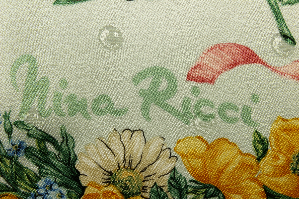 Foulard Carré Vintage Nina Ricci En Soie 100% - Motif Géométrique Multicolore, Fait Main Italie