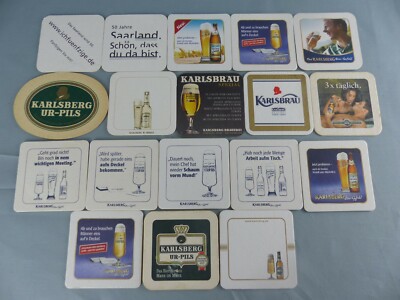 Lot of 18 different KARLSBERG KARLSBRÄU bierviltje Bierdeckel E99 SOUS BOCK