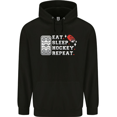 Eat Sleep Hockey Repeat Eis Street Lustig Herren Kapuzenpullover