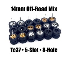 10x Sets Off-Road 14mm MIX Real Rider Wheels W/ Rubber Tires For 1/64 Scale Cars
