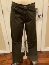 Rebecca Minkoff Dark Green Distressed "Mid Rise Thompson" Jeans, Size 31