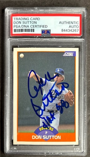 Don Sutton signierte 1989 Ergebniskarte #400 PSA 84434267