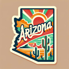 4" Arizona State Sticker  Arizona Decal  Retro Sticker  Us States Decal 