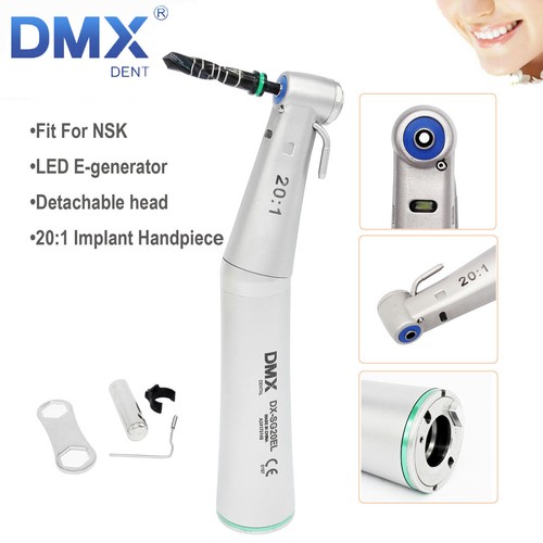 DMXDENT Dental Surgical Implant 20:1 LED Contra Angle Handpiece Removable Head