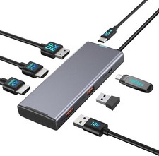 USB C Docking Station, 7 in 1 Docking Station 3 Monitors with Dual HDMI 4K 60Hz