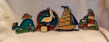 Set of 4 beach theme VTG heavy Plastic Suncatchers