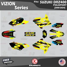 Graphics Kit for Suzuki DRZ400 Polisport Restyle  (2000-2024) Vizion - YELLOW