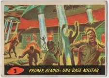 MARTE ATACA MARS ATTACK ARGENTINA SPANISH #3 1966 GUM CARD ALIEN UFO STANI 