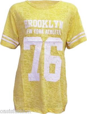 R&amp;O Letter Grahpic Tee Vintage Printed Contrast Blinding Tee Short Sleeve Tshirt Top For Women 9932 I.10377223