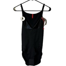 SPANX Slimmer Shine Open Bust Bodysuit Black Shape Wear Women's Large