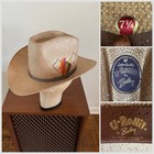1970s Vtg Bailey U-Rollit Straw 7 1/4 Tall Crown Cowboy Hat Western Summer EUC