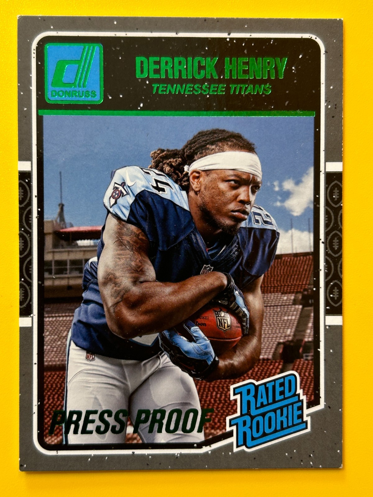 Panini 2016 Donruss Rated Rookie #365 Derrick Henry Press Proof Green Titans
