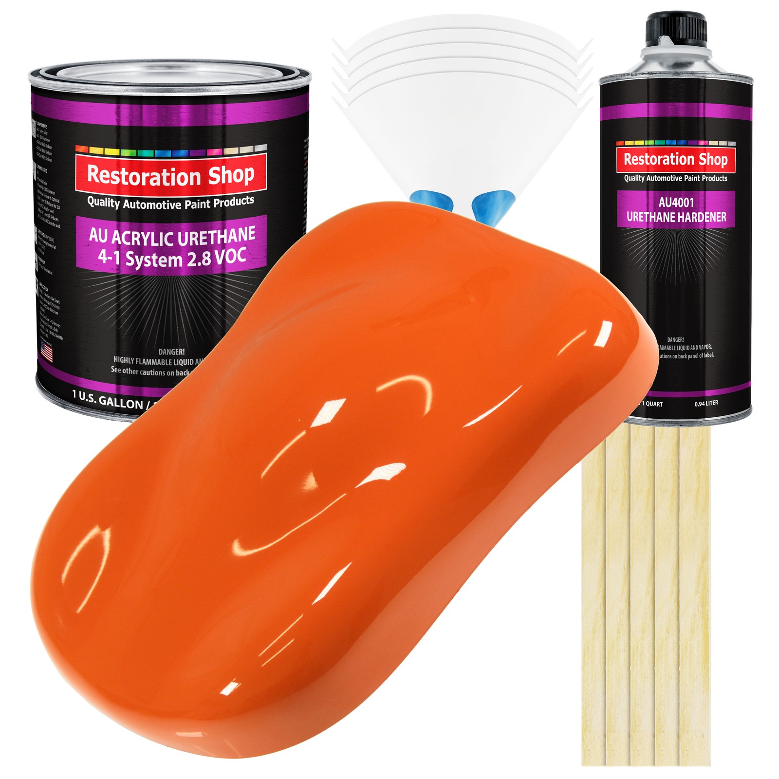 Sunset Orange Acrylic Urethane Auto Paint Gallon Kit for Restoration