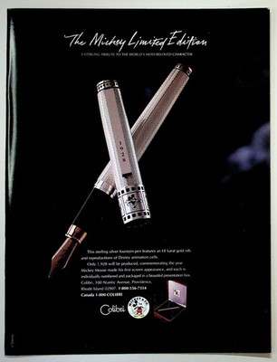 Vintage Mickey Limited Edition Colibri Fountain Pen Magazine Ad 1928 Disney