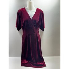 Vtg 60’s Red Velvet Dress Elegant Women’s Sz 6 Small/Medium V Neck Coquette 