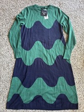 marimekko x UNIQLO Collaboration 100% Wool Lamb crew neck dress Green XS NWT
