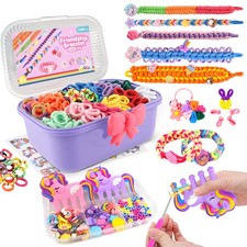 DIY Bracelet Making Kit for Kids, Rainbow Loom Bands, 1200 Rubber Loops