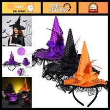 3 Pcs Witch Hat Headband Set for Women - Halloween Costume Accessories, Party Pr