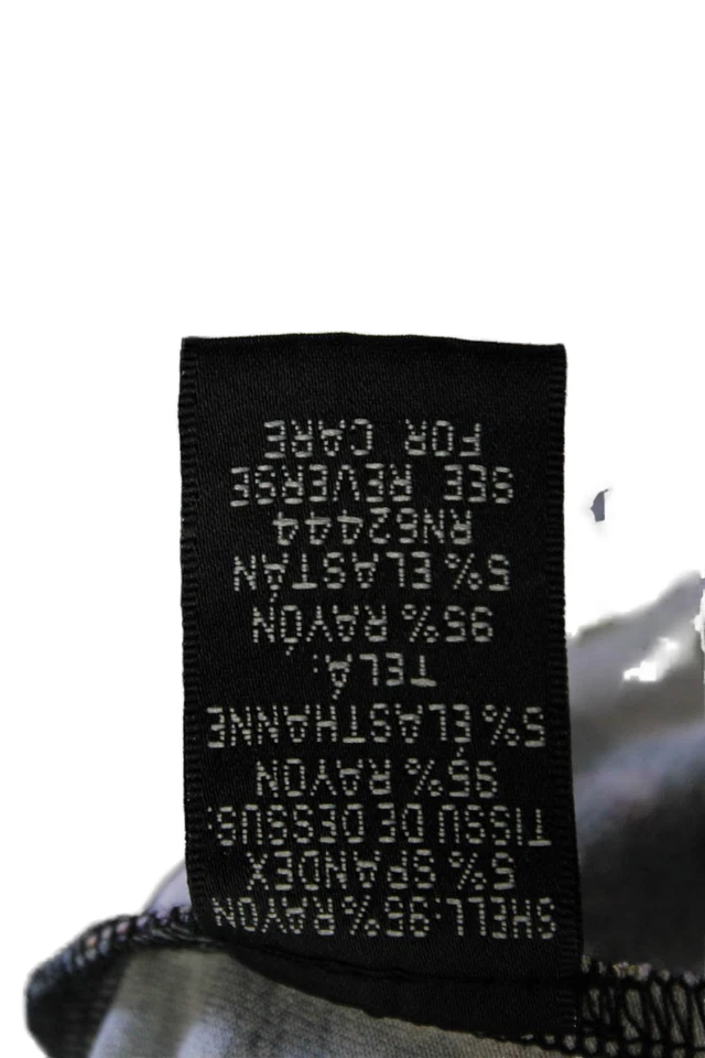 Blusa negra Artelier Nicole Miller floral manga larga con volantes talla XL para mujer Foto 4 de 4