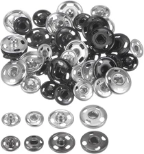 Sew-On Snap Buttons, 10 Sets 1/3 Inch & 10 Sets 1/2 Inch Metal Snap Fasteners Pr