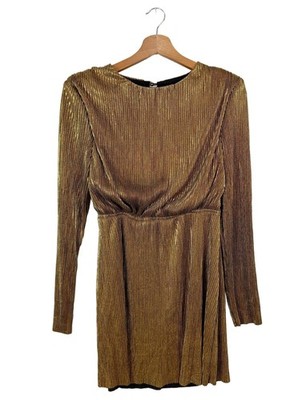 MISSGUIDED Langarmkleid Damen Kleid Gr. DE 34 goldfarben Elegant