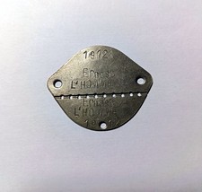plaque identité sergent 74éme Régiment infanterie  ww1