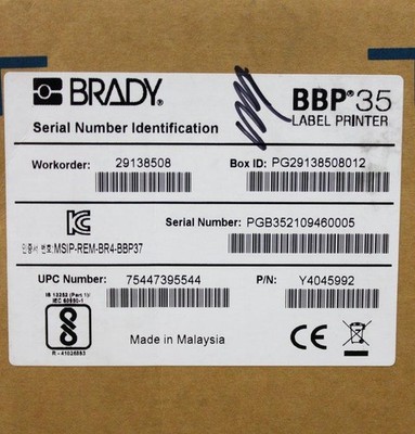 Brady BBP35 Label Printer - New Condition with High Precision Print (3378164)
