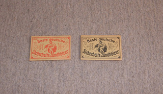 2 alte deutsche Zündholzetiketten Mann