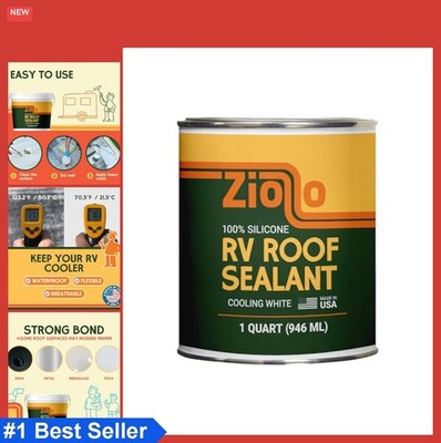 RV Roof Sealant 100% Silicone Liquid Rubber Waterproof Coating White 1 Quart