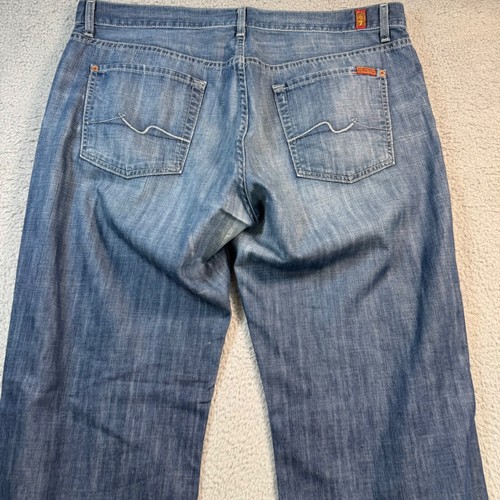 7 For All Mankind Relaxed Mens Jeans 38x34 Blue Medium Wash Made in USA - Picture 9 of 11