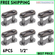 6Pcs 40 Chain Master Connector Link Roller, 1/2" Pitch Carbon Steel, Standard