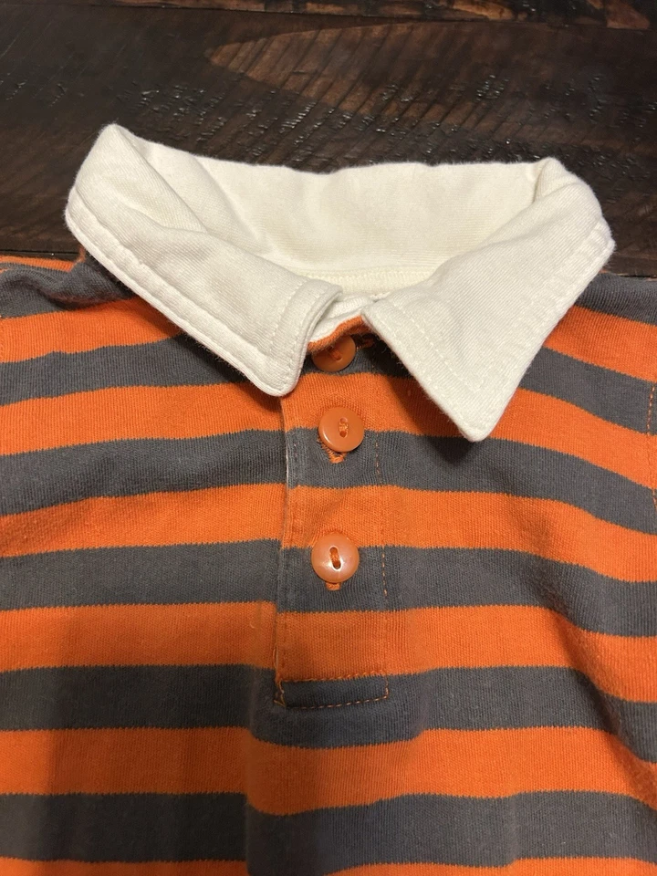 Body marca Calvin Klein Jeans a rayas 0/3 meses cuello naranja Foto 4 de 4