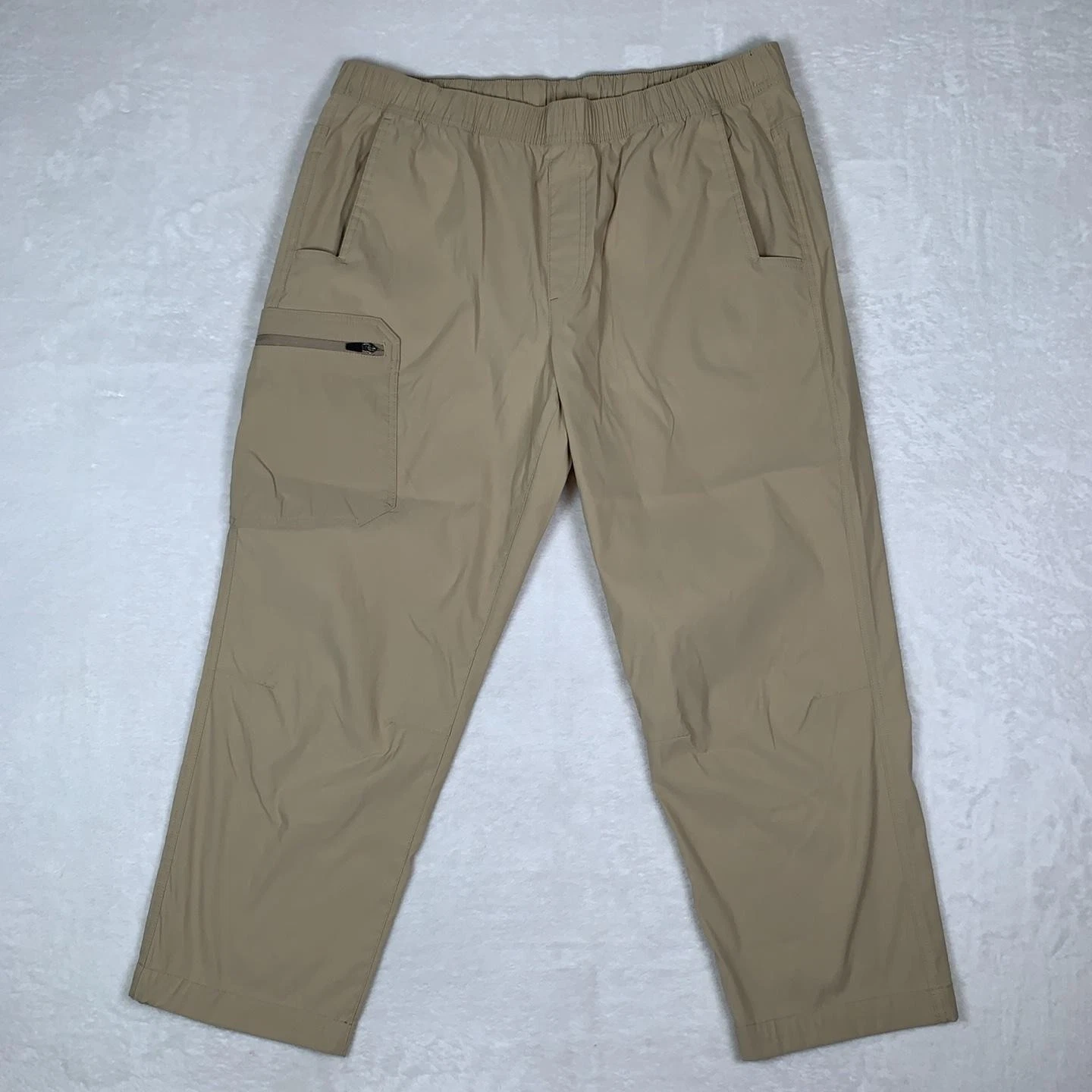 Eddie Bauer Cargo Pants Mens XL Beige Stretch Nylon Elastic Waist Hiking